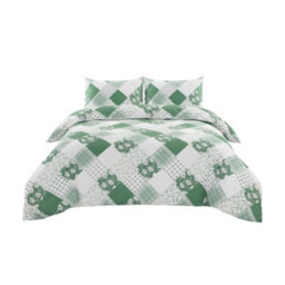 Duvet Cover And Pillowcase Set Floral Patchwork Design Polycotton Bed Linen Green - thumbnail 2
