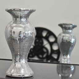 Biznest Flower Style Silver Art Mosaic Mirror Vase, Home Decorative, Living Room, Bedroom Room