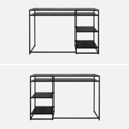 Sweeek - 2-Shelf Desk In Black Metal Industrielle Black 120X50X75 Cm - thumbnail 2