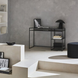 Sweeek - 2-Shelf Desk In Black Metal Industrielle Black 120X50X75 Cm - thumbnail 5