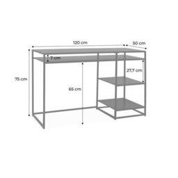 Sweeek - 2-Shelf Desk In Black Metal Industrielle Black 120X50X75 Cm - thumbnail 6
