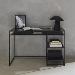 Sweeek - 2-Shelf Desk In Black Metal Industrielle Black 120X50X75 Cm - thumbnail 4