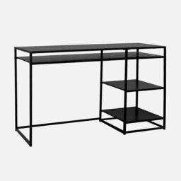 Sweeek - 2-Shelf Desk In Black Metal Industrielle Black 120X50X75 Cm - thumbnail 7