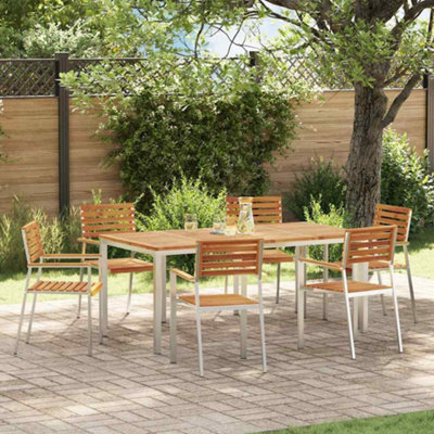 Berkfield Garden Dining Set 7 Pcs Solid Acacia Wood & Stainless Steel - image 1