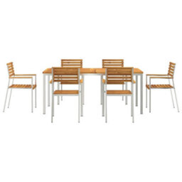 Berkfield Garden Dining Set 7 Pcs Solid Acacia Wood & Stainless Steel - thumbnail 7