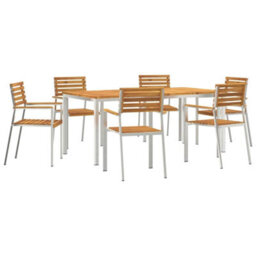 Berkfield Garden Dining Set 7 Pcs Solid Acacia Wood & Stainless Steel - thumbnail 2