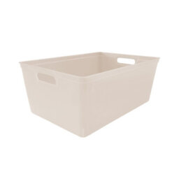 Simpa 6Pc 4L Taupe Plastic Storage Basket Studio Organiser Trays With Handles - thumbnail 2