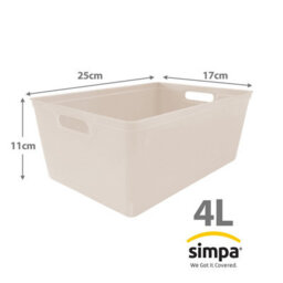 Simpa 6Pc 4L Taupe Plastic Storage Basket Studio Organiser Trays With Handles - thumbnail 3