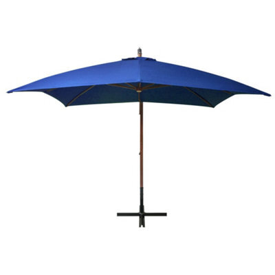 Berkfield Sturdy Hanging Parasol With Pole Azure Blue 3X3 M Solid Fir Wood - image 1