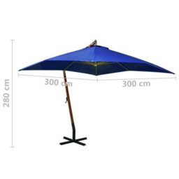 Berkfield Sturdy Hanging Parasol With Pole Azure Blue 3X3 M Solid Fir Wood - thumbnail 8