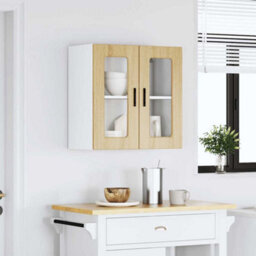 Berkfield Durable Kitchen Wall Cabinet With Glass Door Porto Sonoma Oak - thumbnail 4