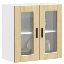 Berkfield Durable Kitchen Wall Cabinet With Glass Door Porto Sonoma Oak - thumbnail 3
