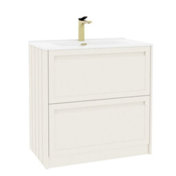 Royal Bathrooms Elmore 800mm Traditional Floor Standing 2 Drawer Bathroom Vanity Unit With Ceramic Basin Sink - Classic White - thumbnail 6