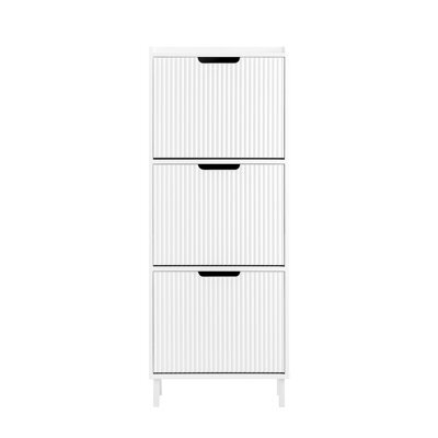 Sobuy Fsr177-H-W,shoe Cabinet Organizer Flip Drawers Storage Cupboard,white,w50.5Xd19Xh129.5 - image 1