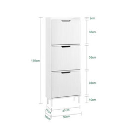 Sobuy Fsr177-H-W,shoe Cabinet Organizer Flip Drawers Storage Cupboard,white,w50.5Xd19Xh129.5 - thumbnail 3
