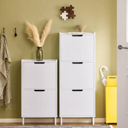 Sobuy Fsr177-H-W,shoe Cabinet Organizer Flip Drawers Storage Cupboard,white,w50.5Xd19Xh129.5 - thumbnail 2