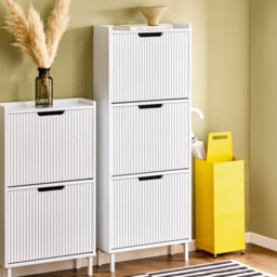 Sobuy Fsr177-H-W,shoe Cabinet Organizer Flip Drawers Storage Cupboard,white,w50.5Xd19Xh129.5 - thumbnail 9