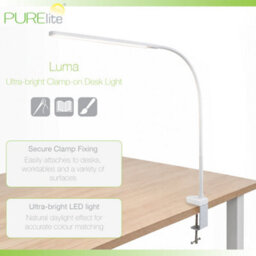 Purelite Luma Clamp-On Led Task Lamp Flexible Arm 580 Lumens 5 Light Colours - thumbnail 3