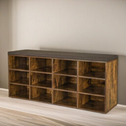 BMBO Wide Shoe Storage Bench With Cushioned Seat And Drawer Natural Brown - thumbnail 3