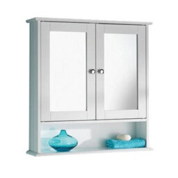 Bathroom Wall Cabinet With Mirror Storage Cupboard- White - thumbnail 2