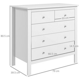 Homcom Modern Chest Of Drawers, 5 Drawer Unit Storage Chest For Bedroom - thumbnail 3