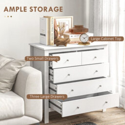 Homcom Modern Chest Of Drawers, 5 Drawer Unit Storage Chest For Bedroom - thumbnail 4