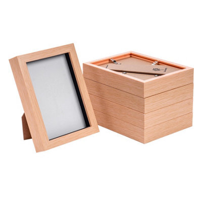 "Nicola Spring 5 X 7"" Photo Frames - Light Wood - 3D Photo Frame Picture Frame Box Portrait Display Case (20 X 15Cm) Set Of 5" - image 1