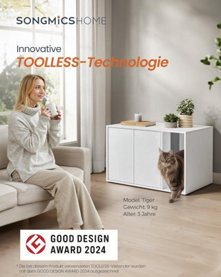 Songmics Home Superfast Toolless Assembly, Cat Litter Box Enclosure, Hidden Litter Box Furniture, Cat House