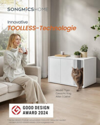 Songmics Home Superfast Toolless Assembly, Cat Litter Box Enclosure, Hidden Litter Box Furniture, Cat House - thumbnail 1