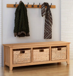 Hallowood Furniture Hereford Storage Bench With 3 Basket - thumbnail 8