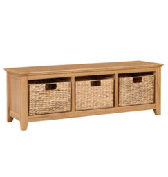 Hallowood Furniture Hereford Storage Bench With 3 Basket