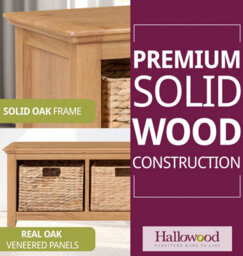 Hallowood Furniture Hereford Storage Bench With 3 Basket - thumbnail 4