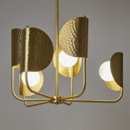 Luminosa Lighting Luminosa Tropic Modern Multi Arm Pendant Ceiling Light Brass 6Xg9 White Shade - thumbnail 4