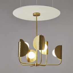 Luminosa Lighting Luminosa Tropic Modern Multi Arm Pendant Ceiling Light Brass 6Xg9 White Shade - thumbnail 2