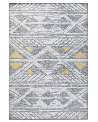 Beliani Geometric Grey And Yellow Rug 160 X 230 Cm Low Pile Nordic Design - image 1