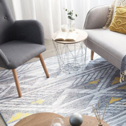 Beliani Geometric Grey And Yellow Rug 160 X 230 Cm Low Pile Nordic Design - thumbnail 2