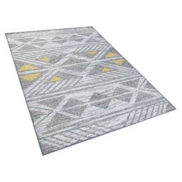 Beliani Geometric Grey And Yellow Rug 160 X 230 Cm Low Pile Nordic Design - thumbnail 3