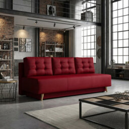 Bella Sofa Bed For Living Room With Polyurethane Foam Bonell Springs Wooden Frame Storage And Cushions Red - thumbnail 1