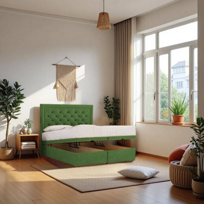 "Knight Sleep Athens Ottoman Bed Emerald Plush 3Ft  With Mattress & 24""headboard -Single" - image 1