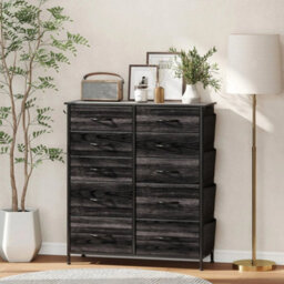 Fabric Chest Of Drawers, 10 Drawer Dresser For Bedroom, Black - thumbnail 1