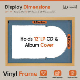 "AK Frames 25X17"" Country Pine Modern Vinyl Record Frame With Pompadour Mount For 12 Inch Lp Cover & Disc - Overlapped Design" - thumbnail 2