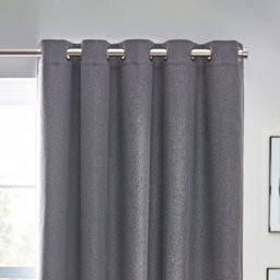 furn. Furn Dawn Textured Blackout Eyelet Curtain Pair Charcoal (W)117Cm X (D)137Cm - thumbnail 2