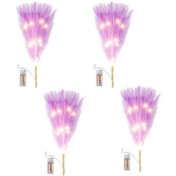 Shatchi 45Cm Prelit Purple Pampas Grass Warm White Leds Battery-Operated Christmas Artificial Flowers For Room Decorations - thumbnail 4