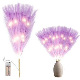 Shatchi 45Cm Prelit Purple Pampas Grass Warm White Leds Battery-Operated Christmas Artificial Flowers For Room Decorations - thumbnail 1