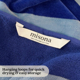 Misona Extra Large Organic Cotton Striped Beach Towel - Navy & Sky Blue Stripe - thumbnail 6
