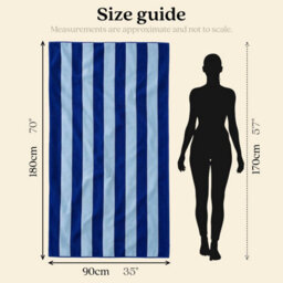 Misona Extra Large Organic Cotton Striped Beach Towel - Navy & Sky Blue Stripe - thumbnail 4