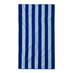 Misona Extra Large Organic Cotton Striped Beach Towel - Navy & Sky Blue Stripe
