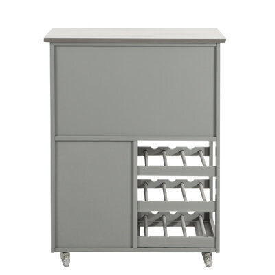 Sobuy Fkw45-Hg, Kitchen Trolley Carts With Metal Worktop Rolling Kitchen Storage Cabinet With Wine Rack, Grey - image 1