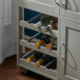 Sobuy Fkw45-Hg, Kitchen Trolley Carts With Metal Worktop Rolling Kitchen Storage Cabinet With Wine Rack, Grey - thumbnail 6