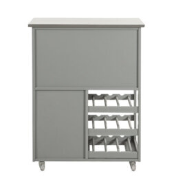 Sobuy Fkw45-Hg, Kitchen Trolley Carts With Metal Worktop Rolling Kitchen Storage Cabinet With Wine Rack, Grey